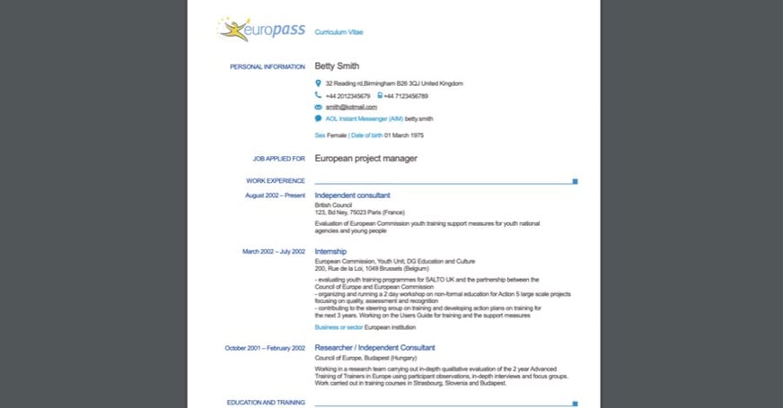 CV europeo